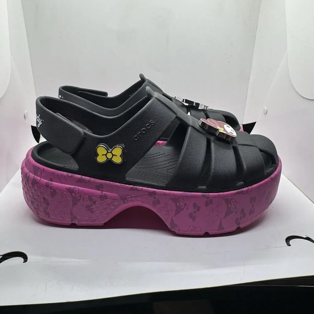 Crocs MY MELODY KUROMI STOMP SANDAL Womens 10 Sanrio Black Pink Purple
